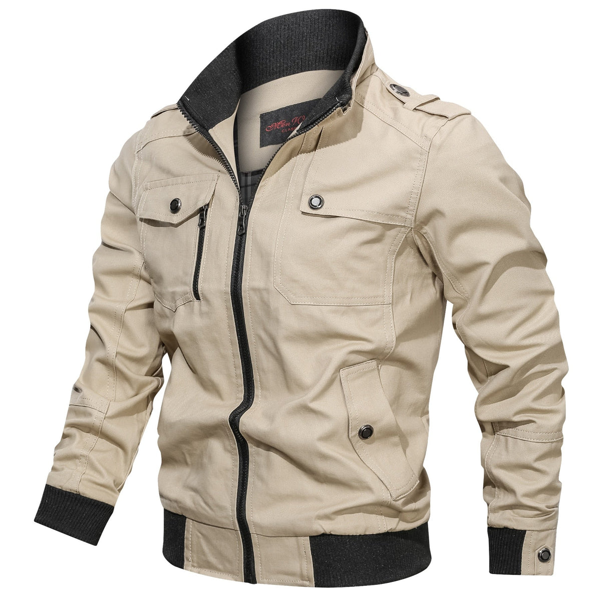 Heren Utility Jack met Opstaande Kraag Beige