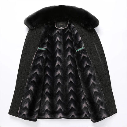 Heren Winterjas van Premium Wol met Knopen en Afneembare Bontkraag 3