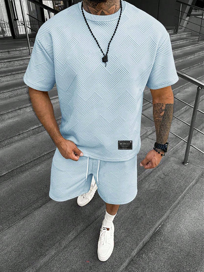 Heren Zomer Set met Korte Mouwen en Sportieve Shorts 1