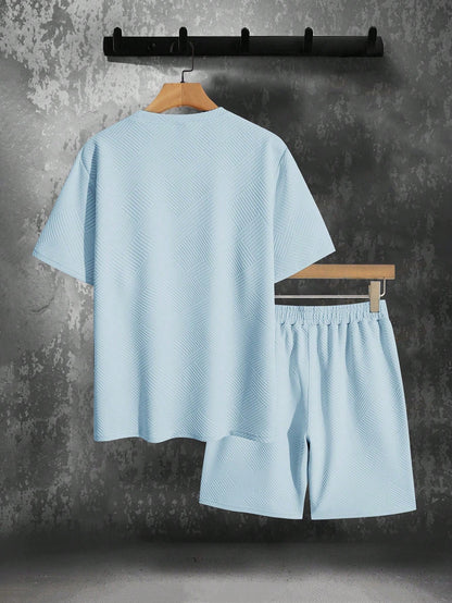 Heren Zomer Set met Korte Mouwen en Sportieve Shorts 2