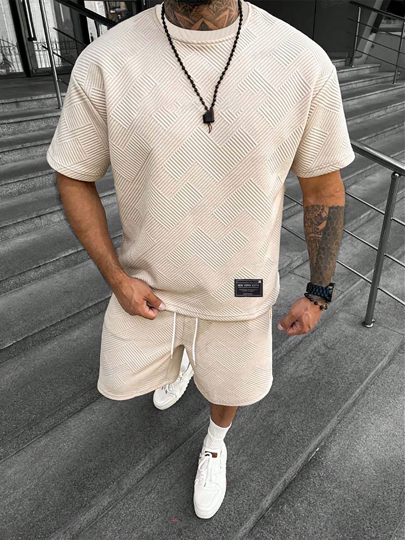 Heren Zomer Set met Korte Mouwen en Sportieve Shorts 8