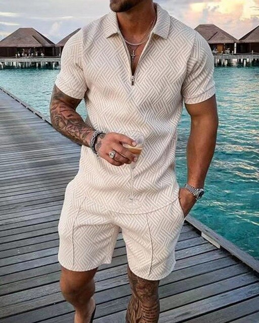 Heren Zomerset met Polo en Short Beige