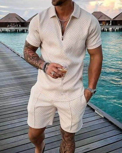 Heren Zomerset met Polo en Short Beige
