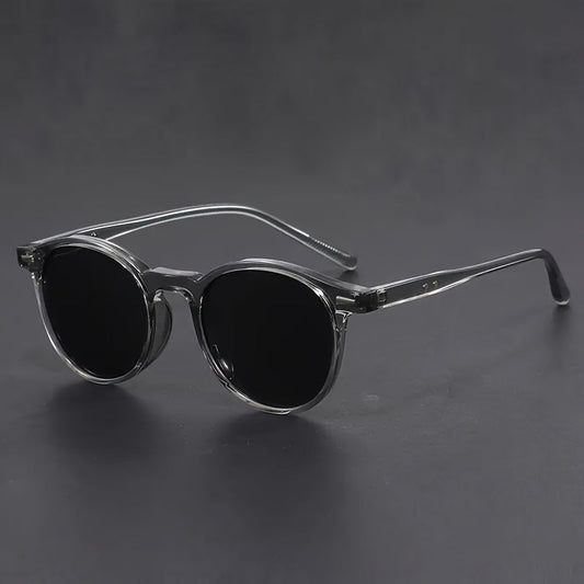 Heren Zonnebril met Ronde Frame Retro Design Grijs