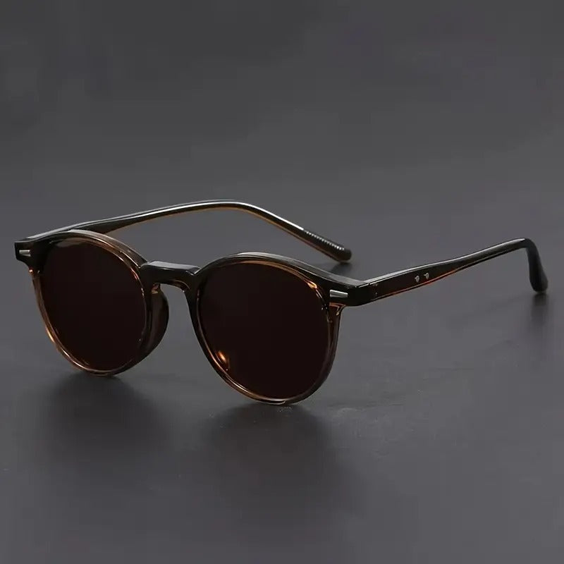 Heren Zonnebril met Ronde Frame Retro Design Bruin