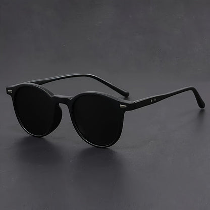 Heren Zonnebril met Ronde Frame Retro Design Zwart