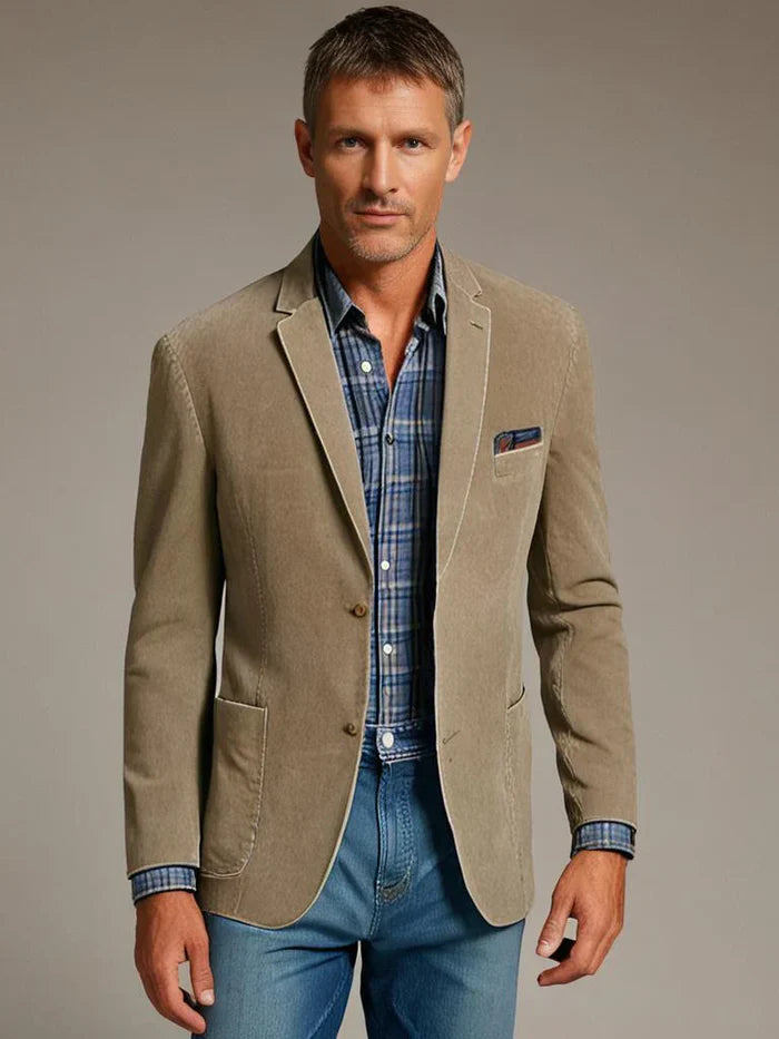 Heren Blazer Jasje met Revers en Relaxed Fit