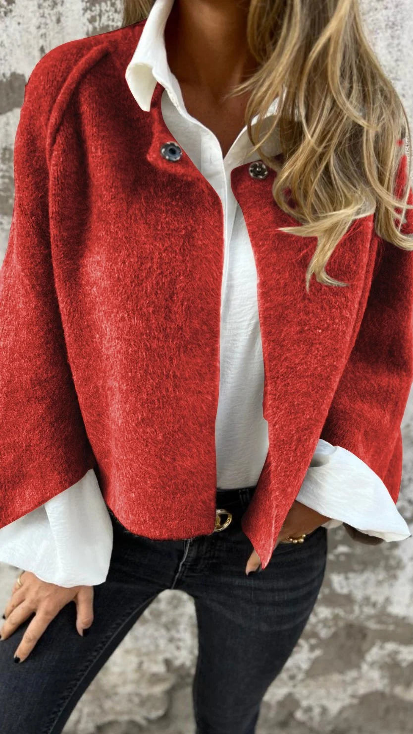 Lange Dames Jas met Cirkelvormige Halslijn en Lange Mouwen voor Winter 1