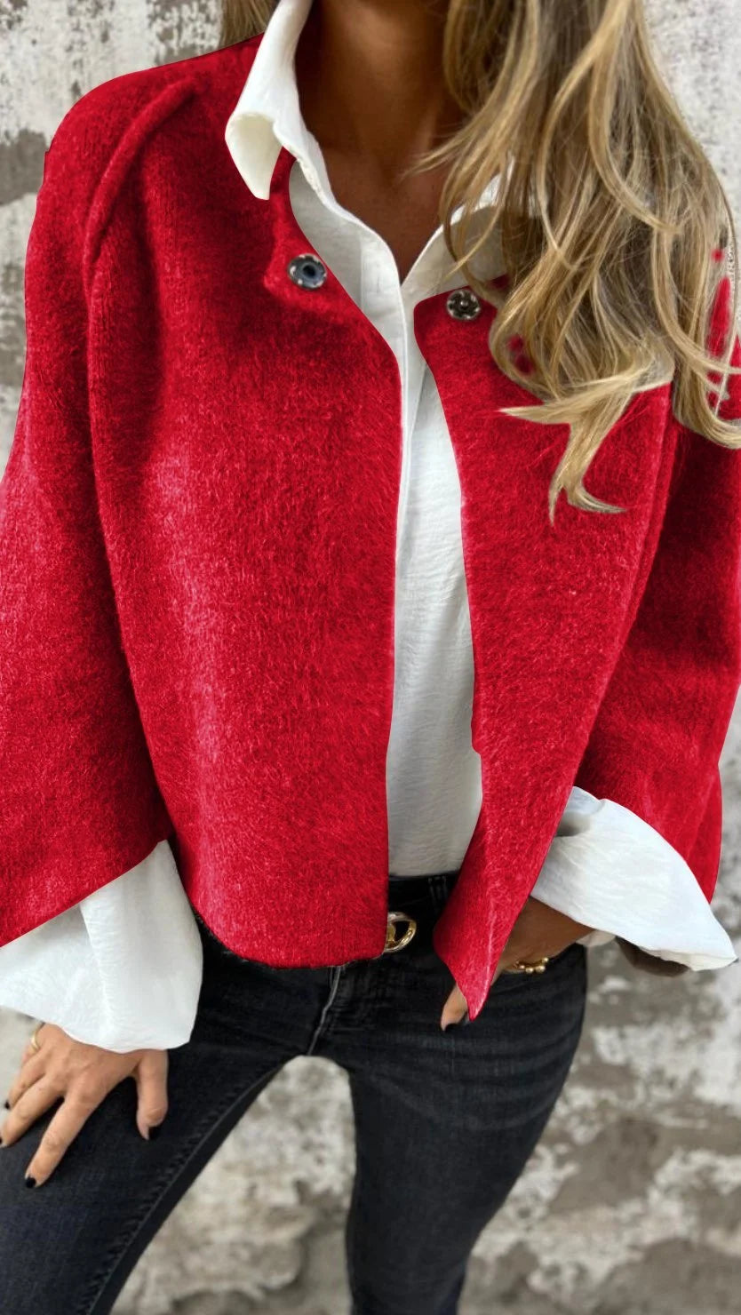 Lange Dames Jas met Cirkelvormige Halslijn en Lange Mouwen voor Winter 3