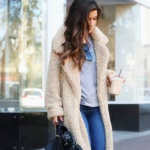 Lange Dames Jas met Teddy Fleece en Warme Voering voor de Winter 0