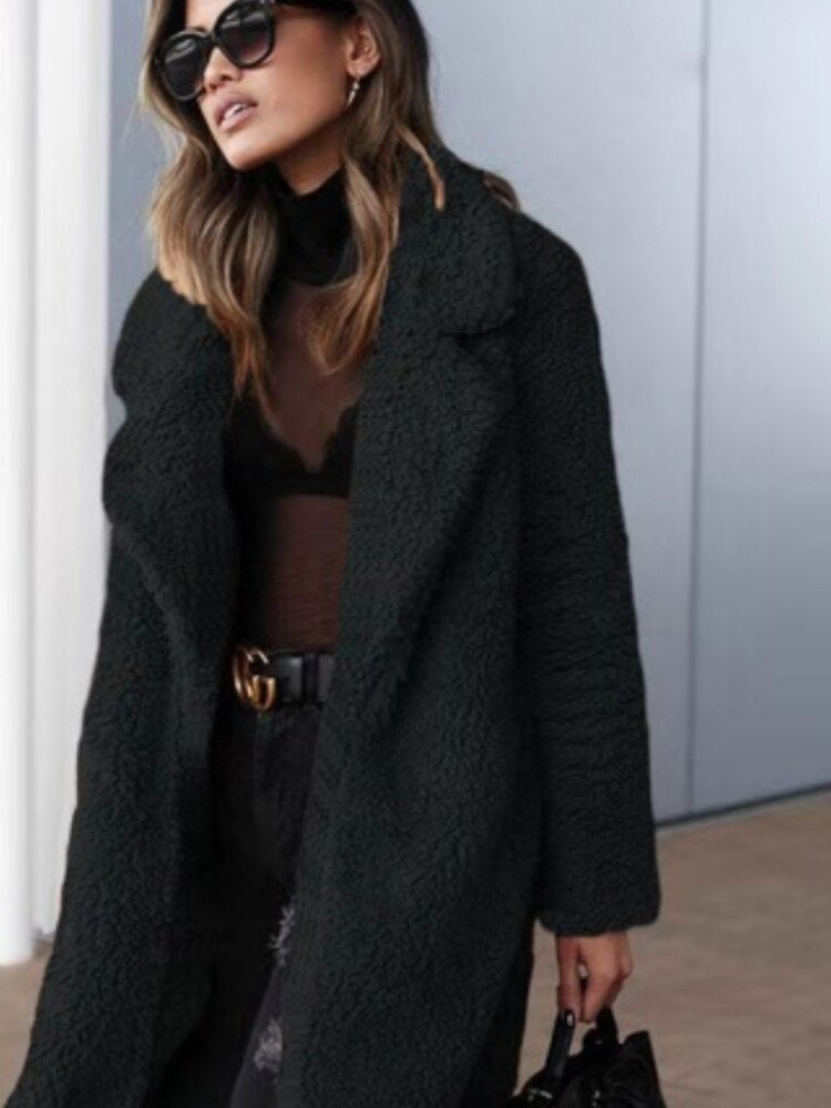 Lange Dames Jas met Teddy Fleece en Warme Voering voor de Winter 2