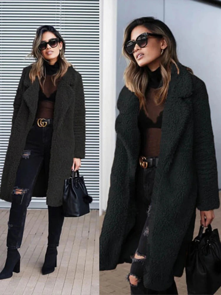 Lange Dames Jas met Teddy Fleece en Warme Voering voor de Winter 3