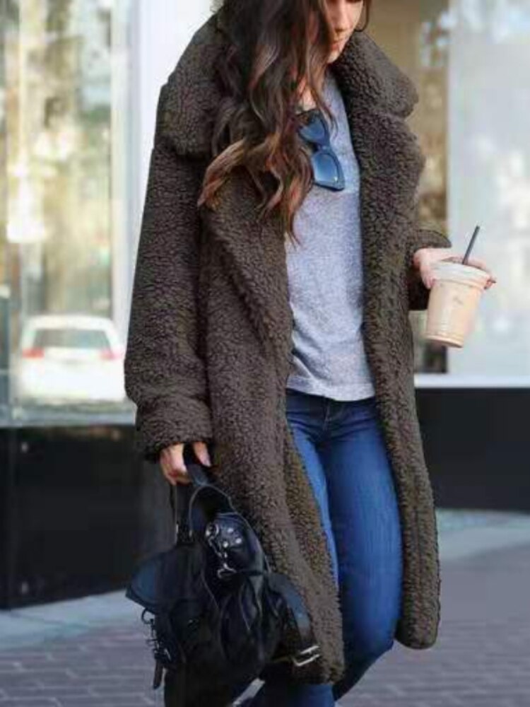Lange Dames Jas met Teddy Fleece en Warme Voering voor de Winter 4