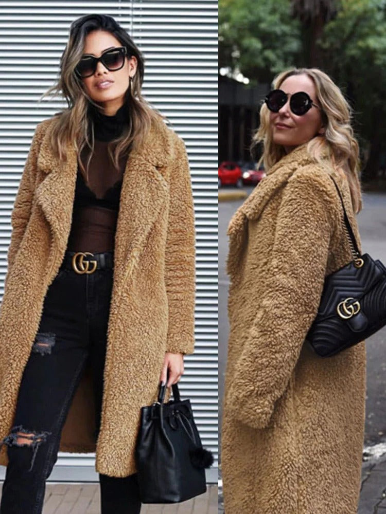 Lange Dames Jas met Teddy Fleece en Warme Voering voor de Winter 8