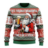 Unisex Kersttrui met Lange Mouwen en Bierthema Print