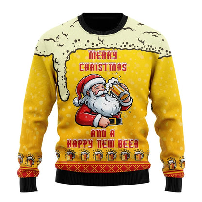 Unisex Kersttrui met Lange Mouwen en Bierthema Print