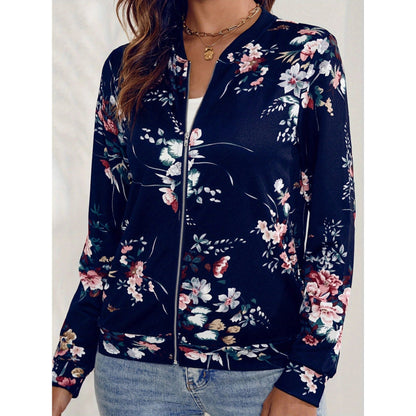 Vrouwen Bomberjack met Bloemenprint en Ademend Ontwerp 1