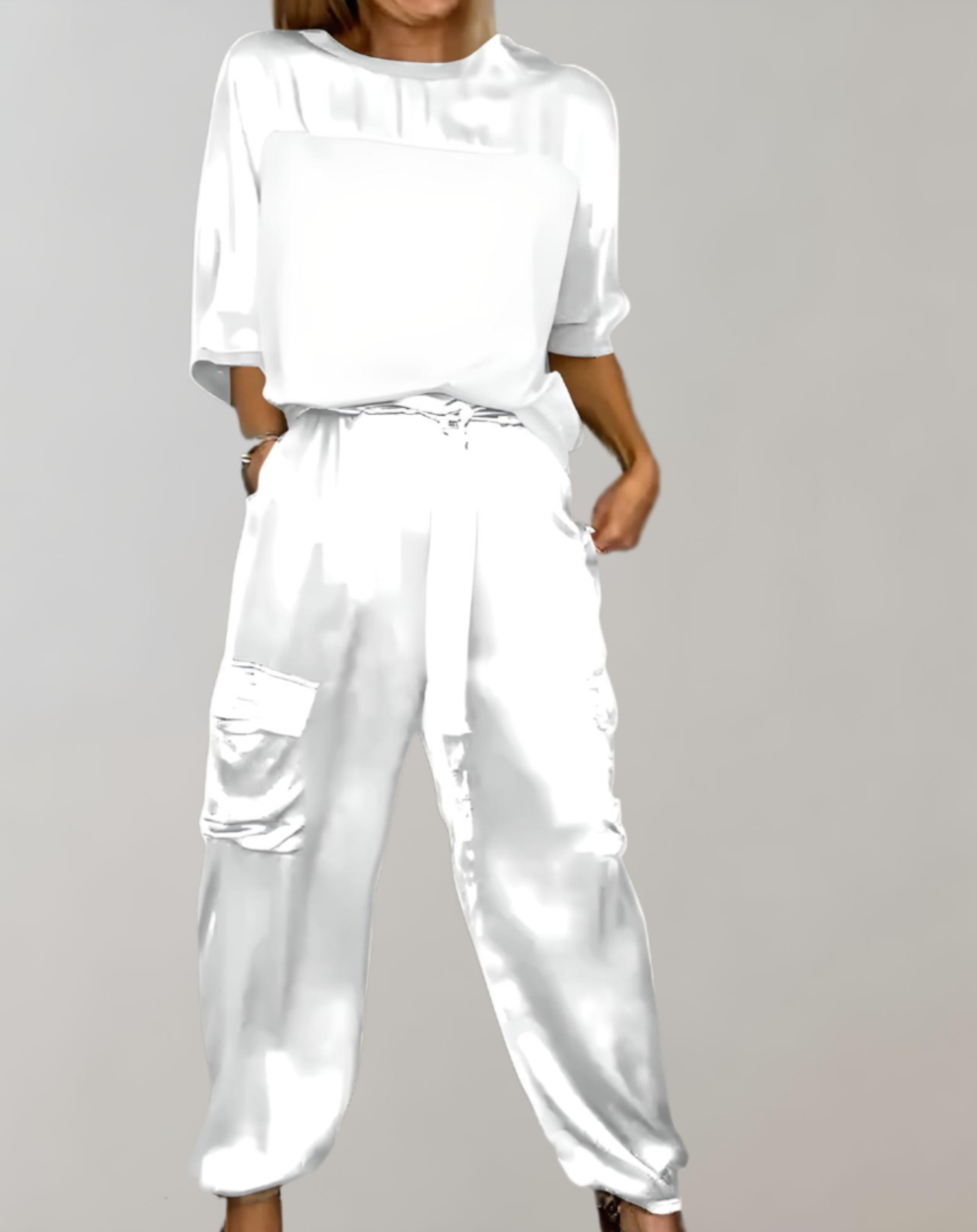 Vrouwen Stijlset met 3/4 Mouwen en Cargo Broek voor Elegante Gelegenheden 8
