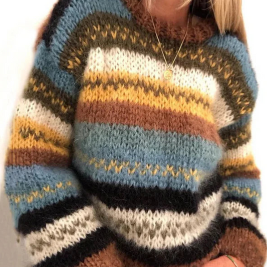 Vrouwen Trui met Vintage Strepen en Tijdloze Stijl 0