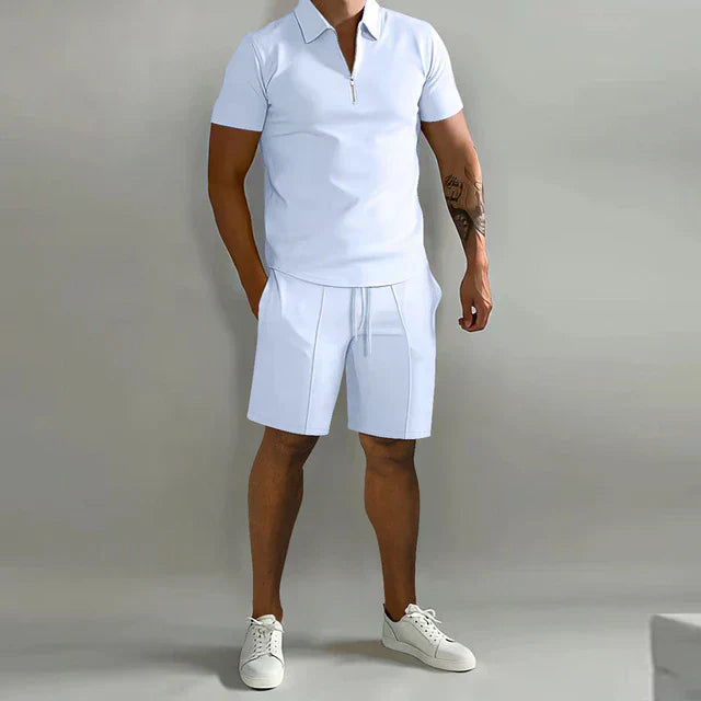 Heren Polo Shirt en Short Zomerset Wit
