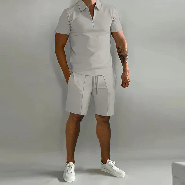 Heren Polo Shirt en Short Zomerset Grijs