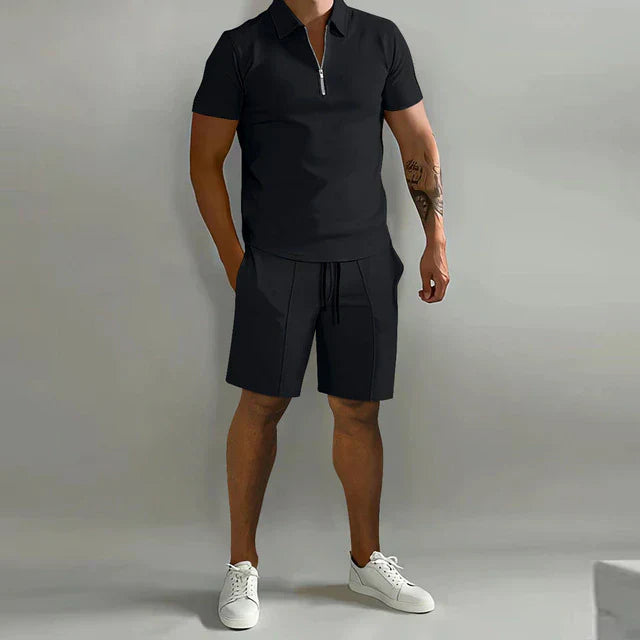Heren Polo Shirt en Short Zomerset Zwart