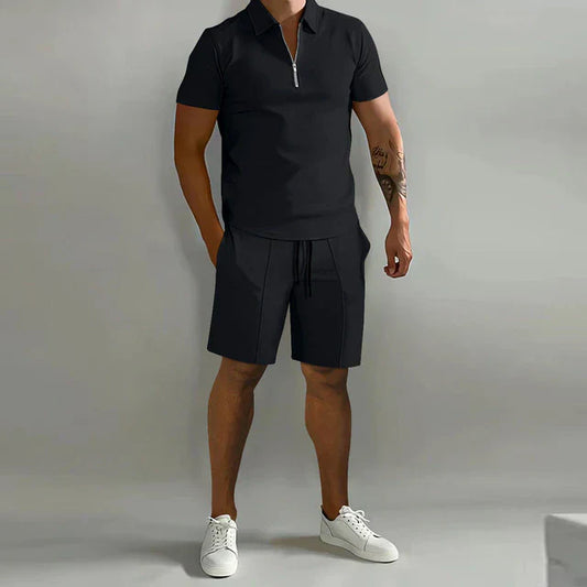 Heren Polo Shirt en Short Zomerset Zwart