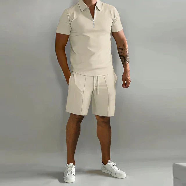 Heren Polo Shirt en Short Zomerset Khaki