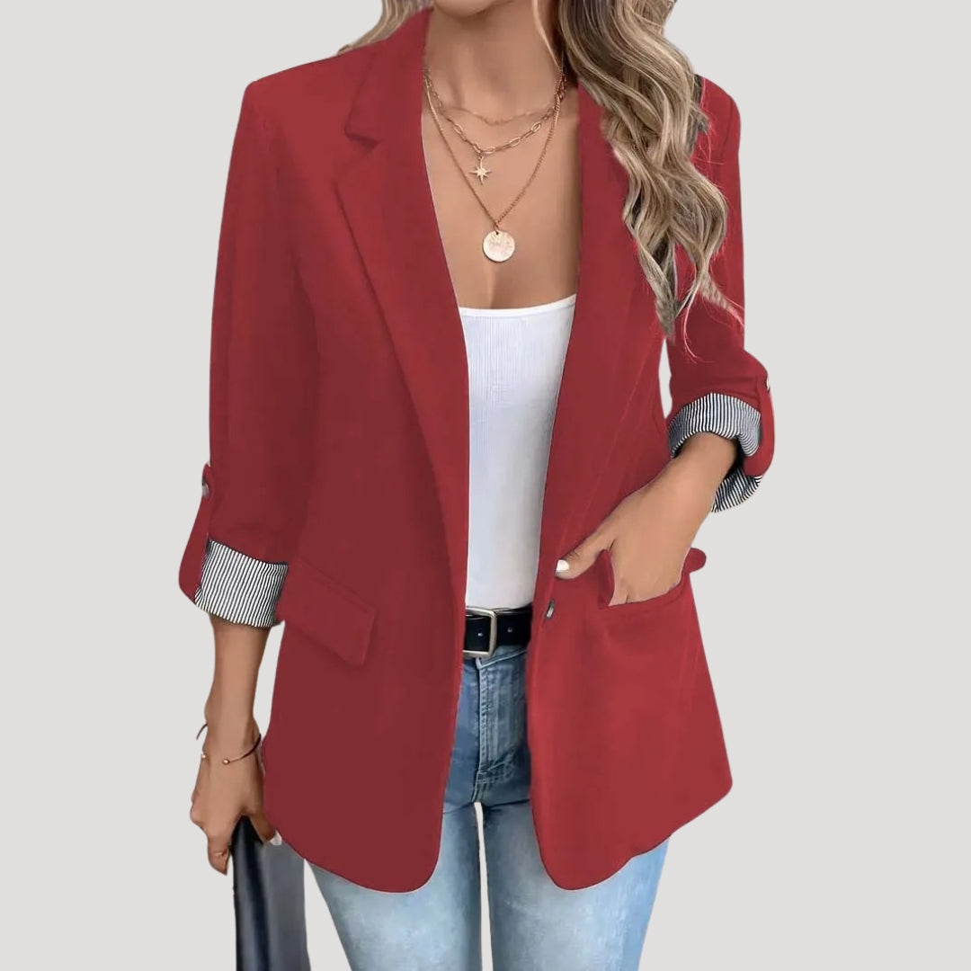 Zwarte Blazer Dames met Tailored Fit en Opgerolde Mouwen 3
