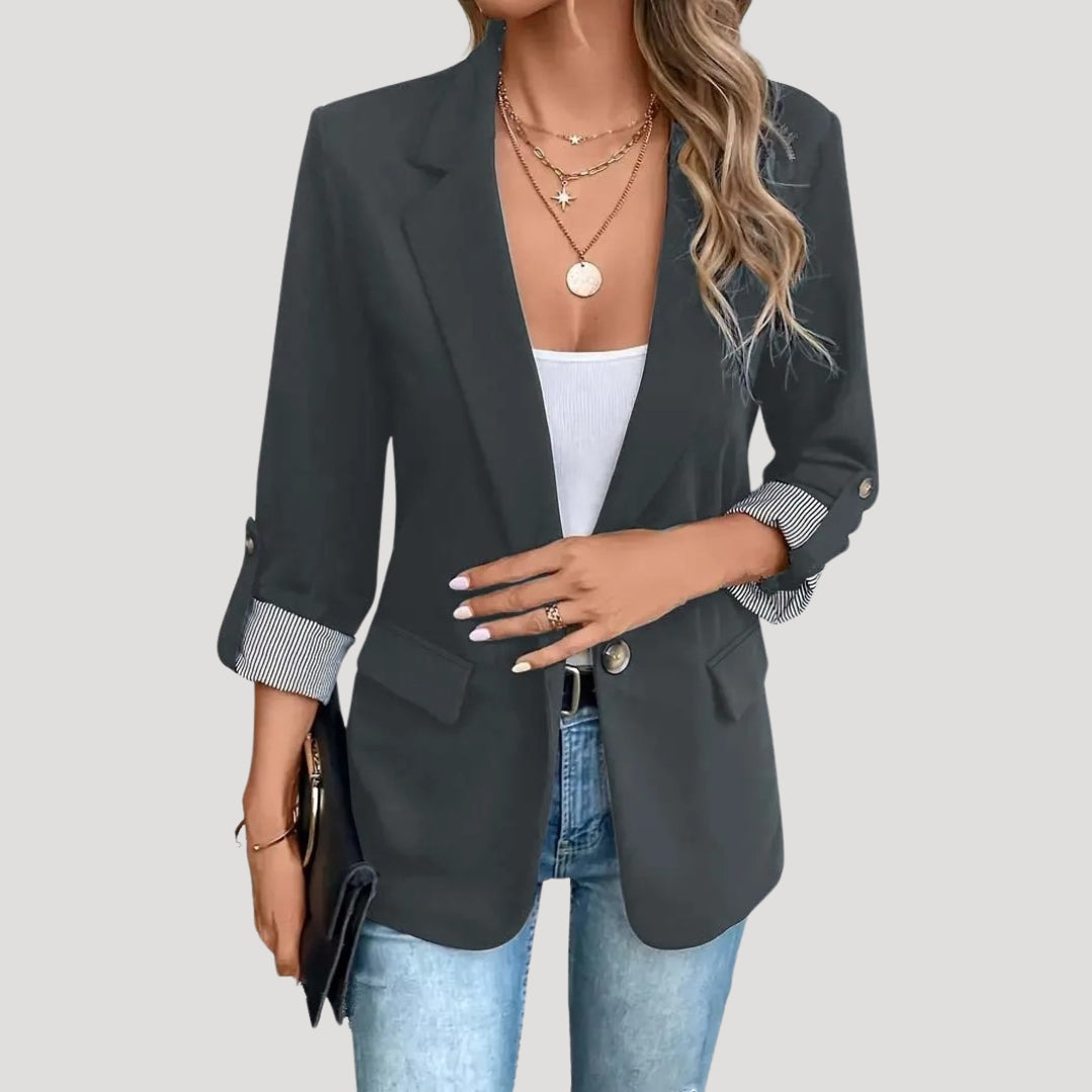 Zwarte Blazer Dames met Tailored Fit en Opgerolde Mouwen 5