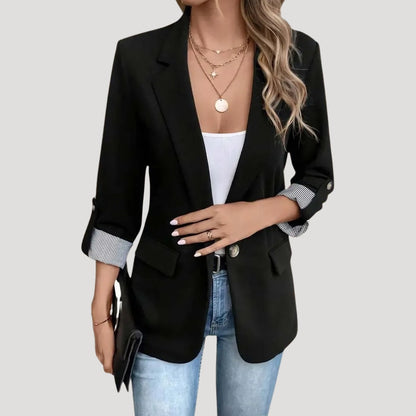 Zwarte Blazer Dames met Tailored Fit en Opgerolde Mouwen 6