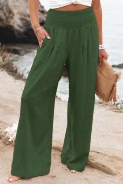 Dames Broek Hoge Taille met Elastische Band Groen