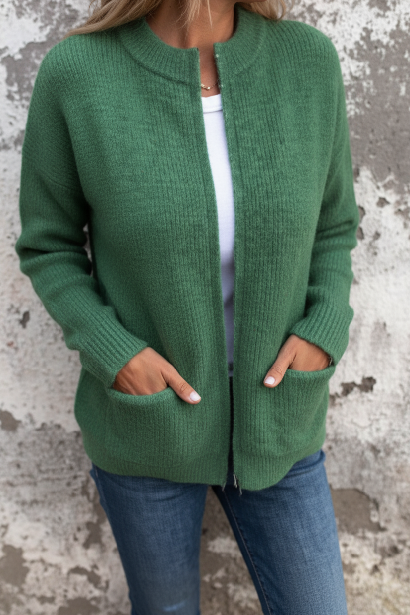 Dames Vest met Rits van Zachte Stof Groen