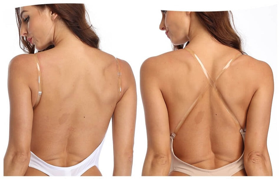 Bodysuit met Diepe V-hals, Open Rug en Verstelbare Bandjes