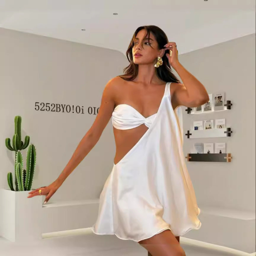 Dames Asymmetrische Zomerjurk met Open Schouder