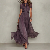 Dames Avondjurk Maxi met Kanten Details en Gedefinieerde Taille