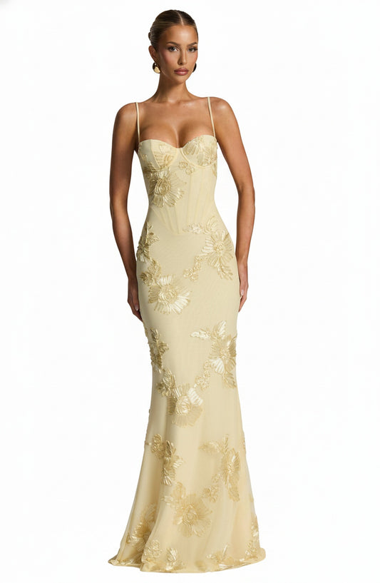 Dames Avondjurk Mouwloos met Corset en Bloemenprint in Mermaid Silhouet