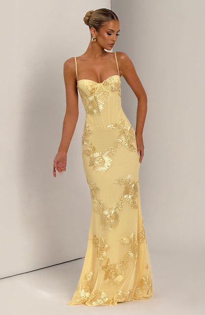 Dames Avondjurk Mouwloos met Corset en Bloemenprint in Mermaid Silhouet