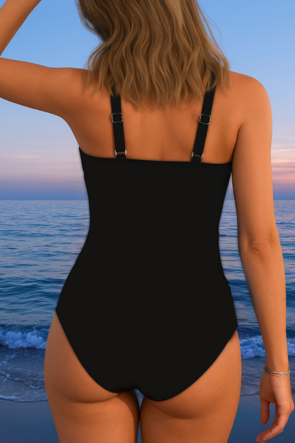 Dames Badpak met V-hals, Surplice Design en Verstelbare Bandjes