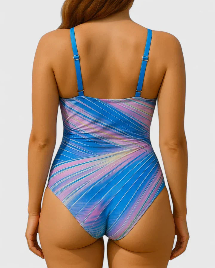 Dames Badpak met V-hals, Wrap-top en Verstelbare Zijkoorden