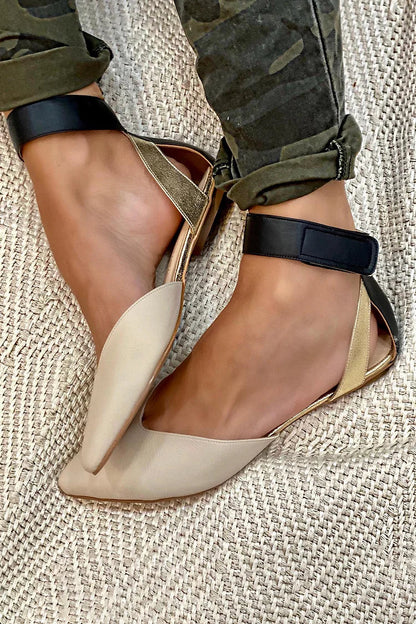 Dames Ballerina's met Puntige Neus en Enkelband Kaki