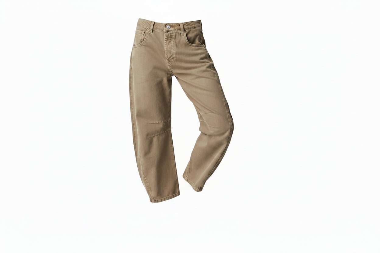 Dames Barrel Jeans met Wijde Pijpen en Lage Taille
