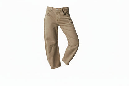 Dames Barrel Jeans met Wijde Pijpen en Lage Taille