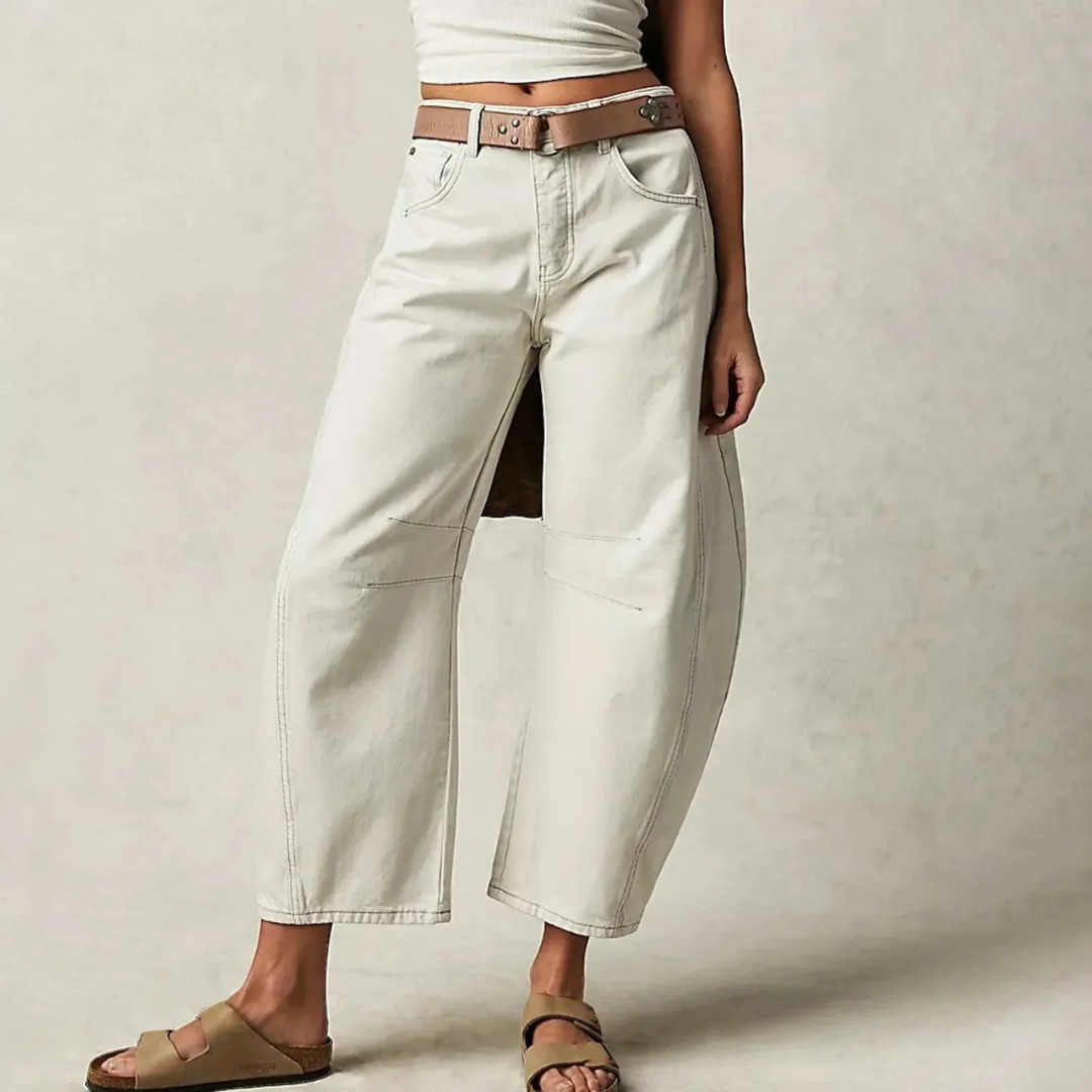 Dames Barrel Jeans met Wijde Pijpen en Lage Taille
