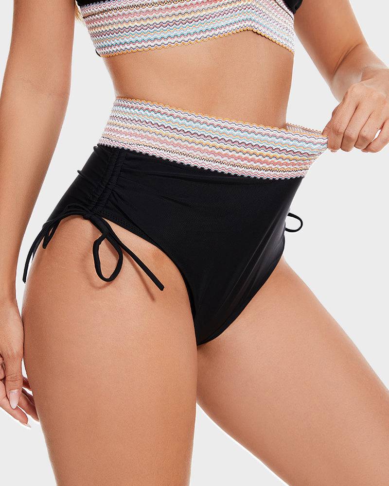 Dames Bikini met High-waist Broekje, V-hals en Verstelbare Bandjes