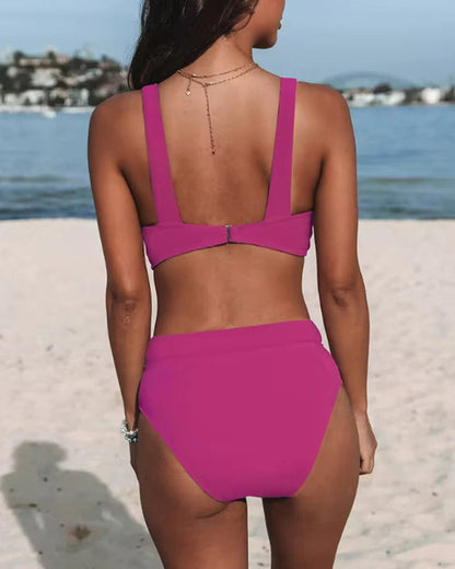 Dames Bikini met Hoge Taille en V-hals Top