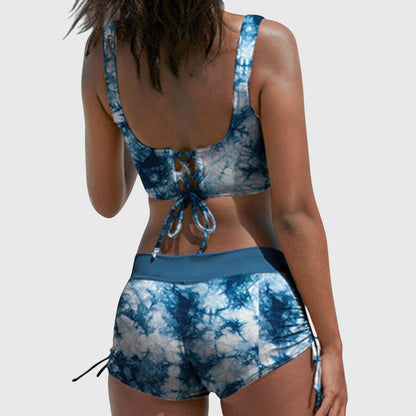 Dames Bikini Set met Crossover Top, V-hals en Ruched Short
