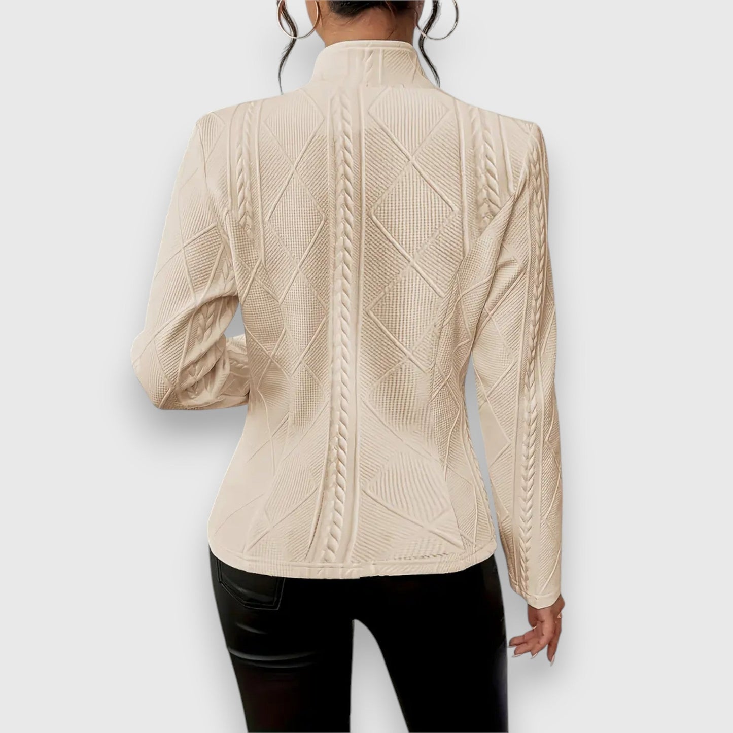 Dames Blazer Jacket met Knoopsluiting en Staande Kraag