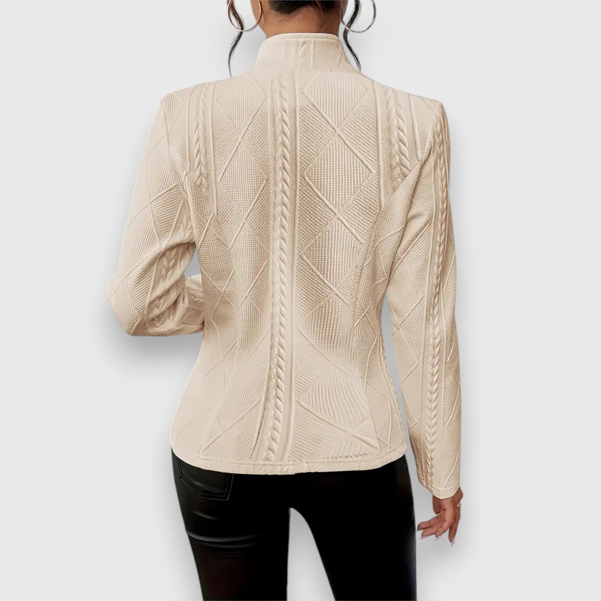 Dames Blazer Jacket met Knoopsluiting en Staande Kraag