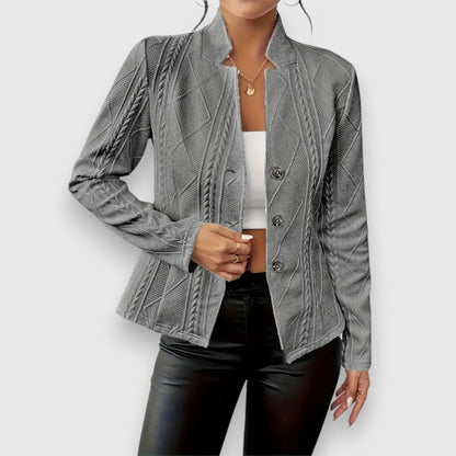 Dames Blazer Jacket met Knoopsluiting en Staande Kraag